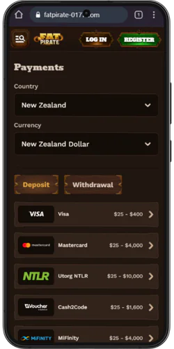 Fat Pirate Fund your deposit