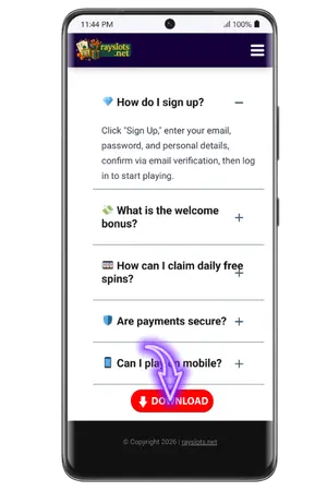 Starting the RaySlots app download